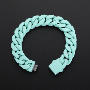 Custom Mens Trendy Colorful Bracelets Simple Multi colors Paint Hip Hop Stainless Steel Cuban Link Chain Bracelet