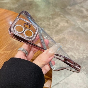 เคสโทรศัพท์แบบใสขอบชุบโครเมียมหรูหรา ประดับเพชร สำหรับ iPhone 17 16 15 14 Plus, สำหรับ iPhone 17 Pro Max - Product Image 2