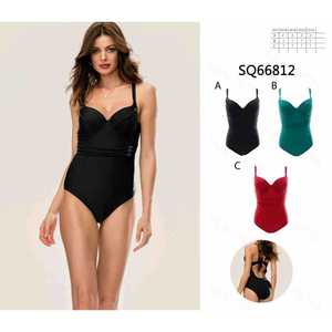 Costume da bagno bikini a due pezzi da donna con top imbottito e slip a vita alta con laccetti laterali, ideale per l'estate e la spiaggia, taglie S-2XL, all'ingrosso SQ66812 - Product Image 1