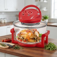 Four à convection halogène certifié CE CB GS, 12L, friteuse à air en verre, 1500W, cuisinière saine sans huile, bol transparent de qualité alimentaire