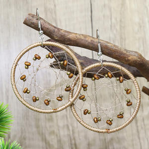 Popular Boho Vintage mujer fantasía malla trenzada aro turquesa pendientes Bohemia boda fiesta hecho a mano étnico indio egipcio - Product Image 5