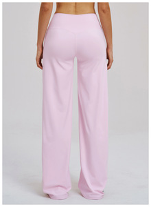 Pantalones Anchos Extra Largos con Cintura Cruzada, Diseño Nuevo OEN/ODM, para Mujer, Entrenamiento, Running, Pilates, Elásticos en Cuatro Direcciones - Product Image 3