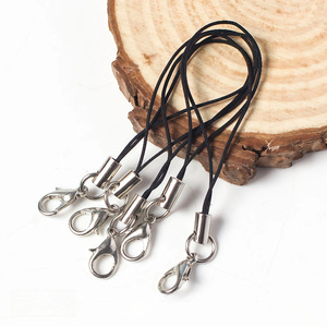 Cordón negro con hebilla de langosta, correa duradera de aleación de zinc para teléfono, accesorio para llavero, para joyería, manualidades DIY - Product Image 1
