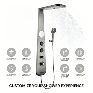Columna <span class=keywords><strong>de</strong></span> ducha <span class=keywords><strong>de</strong></span> lujo <span class=keywords><strong>de</strong></span> acero inoxidable cepillado color bronce, montada en la pared, con cascada, rociador <span class=keywords><strong>de</strong></span> mano y chorros <span class=keywords><strong>de</strong></span> masaje - Product Image 6