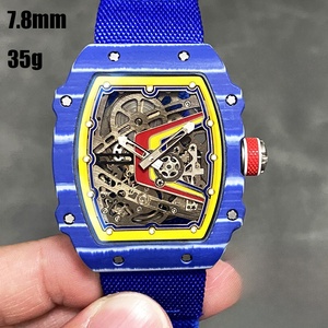 Montre mécanique pour homme V3 de haute qualité, style bleu espagnol, cadran décoratif jaune et rouge, mouvement gravé, montre de sport - Grande Vente - Product Image 1