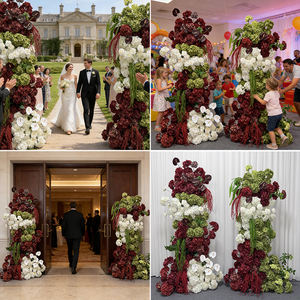 Pilares de Flores Artificiales de Alta Gama con Anthuriums y Hortensias para Decoración de Bodas y Regreso a Clases, Fondo Impermeable Hecho a Mano - Product Image 2