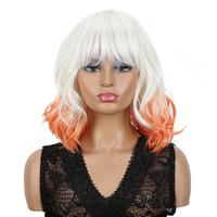 Rebecca Wig Keriting Pendek WANITA HITAM Pink Biru Sintetis Tahan Panas Wig Sintetis Cosplay 12 Inci Stok Tersedia