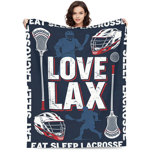 Couverture en flanelle Eat Sleep Lacrosse, thème « Love LAX », jeté doux pour les joueurs de lacrosse, les fans, cadeau sportif, décoration de la maison, couverture en flanelle - Product Image 1