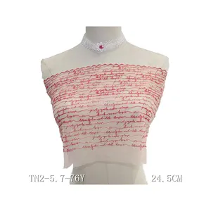 新款2023高品质裸色薄纱蕾丝25厘米英文字母刺绣蕾丝面料连衣裙