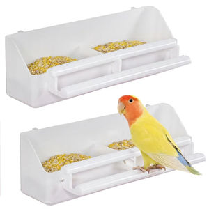 Comedero para Pájaros para Jaula, Comedero Colgante de Plástico con Ganchos, Dispensador de Agua con Perchas para Pequeños Periquitos, Ninfas, Canarios y Loros - Product Image 2