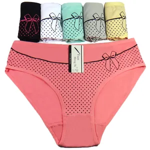 Yun Meng Ni Underwear High Waist Plus Size XXL XXXL XXXXL Cute Bow Dot Printing Woman Panties