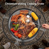 Brasero en fer 2-en-1 de 32 pouces avec grille de cuisson, foyer extérieur à bois avec pioche pour barbecue, feu de camp, pique-nique, fête