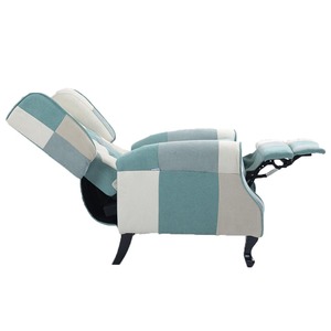 Sillón Individual Moderno <span class=keywords><strong>de</strong></span> Lujo para Sala <span class=keywords><strong>de</strong></span> Estar, Tela Resistente con <span class=keywords><strong>Rayas</strong></span> Azules, Respaldo <span class=keywords><strong>de</strong></span> Madera, Mueble Suave para el Hogar - Product Image 5