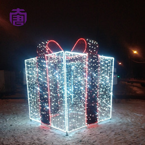 Boîte cadeau 3D avec lumières décoratives LED pour Noël, carnaval, festival, marché de rue et décoration de célébrations nocturnes en extérieur - Product Image 2