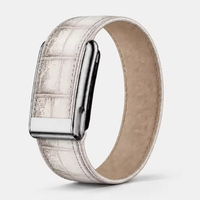 Bracelet de remplacement en cuir véritable gaufré crocodile de qualité supérieure pour montre connectée Whoop 5.0, facile à installer, réglable jusqu'à 24 cm