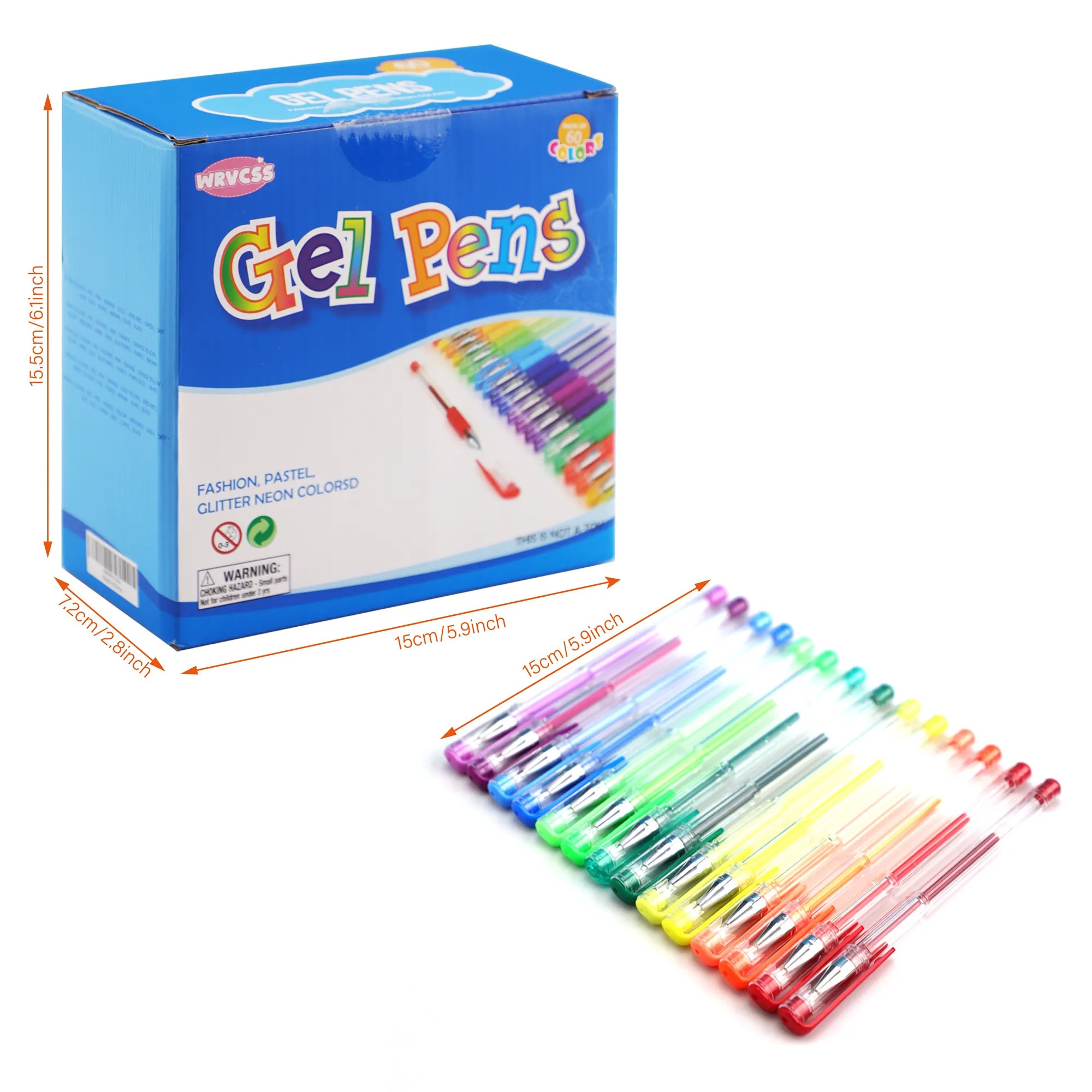 Набор цветных гелевых ручек с блестками и металлическим цветом для детей и взрослых, 60 шт.