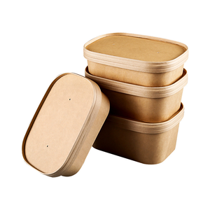 Custom Disposable Rectangular Round Corner Ice Cream Box Take Out Container Food Box Lunch Packaging Food Boxes