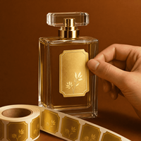 Étiquettes de parfum personnalisées en feuille d'or, autocollants de luxe imperméables pour emballages de bouteilles en verre, fournisseur OEM en rouleaux pour usines