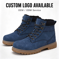 Bottes de travail en cuir noir avec logo personnalisé pour hommes, bottines à lacets avec col en textile, semelle antidérapante à crampons pour un usage décontracté, chaussures décontractées