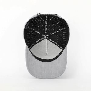 Gorra de Béisbol Personalizada para Hombre, 5 Paneles, Gris Jaspeado, con Orificios Cortados con Láser, Logotipo de PVC en Relieve, Impermeable - Product Image 6
