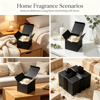 Boîtes cadeaux rigides carrées noires avec logo personnalisé, boîte d'emballage en papier à couvercle rabattable pour bougie, diffuseur de parfum, ensemble cadeau de parfum d'ambiance pour la maison