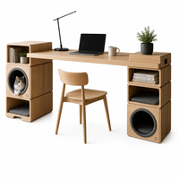 Bureau d'angle en bois avec rangement, écologique, pour le bureau à domicile, design double usage pour les humains et les animaux