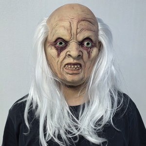 Maschera <span class=keywords><strong>Horror</strong></span> in Lattice Stile Mediterraneo con Occhi Sporgenti, Viso Rugoso, Denti a Crosta e Capelli Bianchi per Halloween - Product Image 4