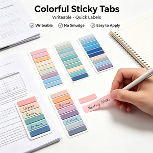 แท็บสีสันสดใส SK 6 ชุด แผ่นบันทึกแบบติดเอง จัดระเบียบเอกสาร หลายสี - Product Image 5