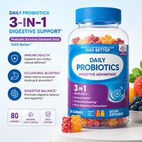 Probiotiques Advantage pour la santé digestive, Gummies probiotiques et Vitamine D, Probiotiques quotidiens pour femmes et hommes, Ballonnements occasionnels