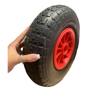 Rueda y Neumático Sólido de Poliuretano (PU) Antipinchazos 400-6 para Carretilla con Llanta de Plástico y Núcleo de Acero para Carros de Mano - Product Image 1