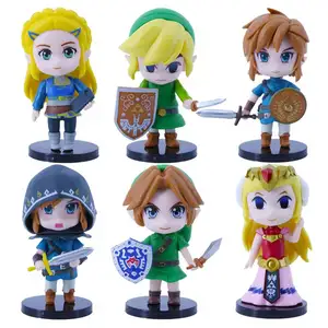 Set grosir figur mainan Pvc kartun Game 6 buah Action Figure Anime The Legend of Zelda