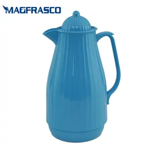 WUJO0.5L 1L coffee pot flask thermos custom vacuum jug plastic outer glass liner arabic gold coffee tea pot