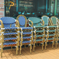 Mobilier de restaurant de plein air empilable vintage français bistro chaie fauteuil de salle à manger en rotin pour café