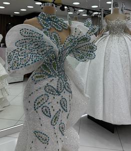 Vestidos de Noche de Sirena con Cristales Aso Ebi, Vestidos de Fiesta de Encaje con <span class=keywords><strong>Lentejuelas</strong></span> para Segunda Recepción, Cumpleaños, Compromiso - Product Image 2