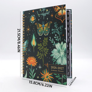 Agenda Settimanale A5 2026-2027 Spirale Celeste con Farfalle Notturne, Rilegatura a Spirale Dorata, in Inglese, Pronta Consegna - Product Image 4