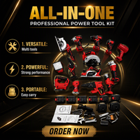Kit combiné d'outils électriques sans fil avec visseuse à chocs, mini-scie circulaire, scie sauteuse, souffleur et lampe de travail LED pour les tâches de fabrication de palettes