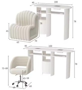 Nuovo tavolo minimalista a strisce gambe da tavolo da rock board aspirapolvere incorporato tavolo manicure e sedia combinazione - Product Image 6