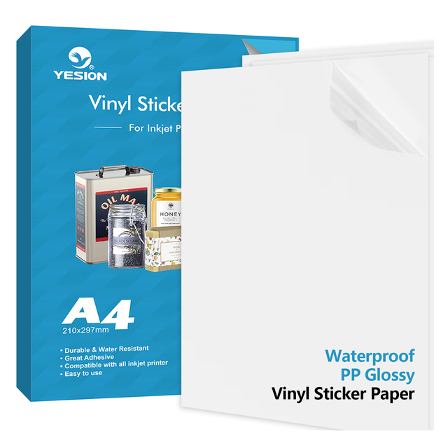 YESION Factory Direct Sale Premium Glossy White A4/A3 Size PP Vinyl Film Sticker Paper for Inkjet Printer Packaging Labels