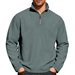 Sweat-shirt à fermeture éclair en polaire épaisse pour hommes, couleur unie, ample, décontracté, respirant, pour l'automne et l'hiver, pour les loisirs - Product Image 3