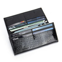 Dompet kulit buaya wanita, timbul klip uang dompet genggam pemegang kartu kredit dompet kulit
