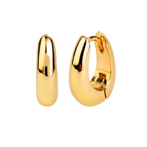 Pendientes de aro de oro 18k de lujo simples pulidos de joyería de moda para mujer al por mayor - Product Image 1
