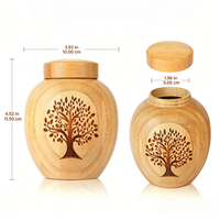 Urna de Bambú para Cremación de Mascotas, Biodegradable, Ecológica, con Grabado de Árbol de la Vida, Recuerdo Natural para Perros, Gatos y Animales Pequeños