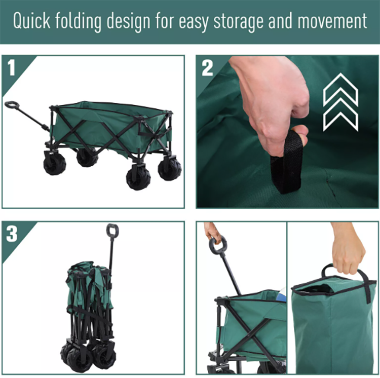 Outdoor Garden Folding Wagon Cart Spray Painting Process Steel Collapsible