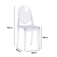 Prêt à expédier Accueil plastique importé cadre oriental moderne italien style européen pédicure cristal clair acrylique chaises de salle à manger