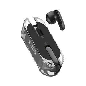 Fones de ouvido sem fio Bluetooth 5.3 sem fio sem fio transparente com tela digital, fones de ouvido coloridos com controle de toque, usados por muito tempo