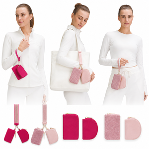 USA Warehouse Girls Trend Keychain Bag Dual <b>Pouch</b> Wristlet Dual Bag Coin Bag Soft Touch Leather <b>Mini</b> <b>Pouch</b> Bag - Product Image 4