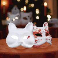 Masque d'Halloween de l'Opéra de Pékin en papier blanc de la marque FY, fait à la main, pour enfants, à peindre soi-même, 1 couleur, visage de chat amusant, vierge