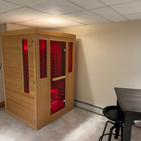 Sauna Traditionnel en Bois de Cèdre Rouge Massif pour 4 Personnes, à Infrarouge Lointain et Vapeur Humide, Chauffé au Bois – Offre Spéciale