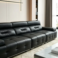 Sofá Cama Seccional Semicircular de Lujo Moderno, con Estructura Metálica y Tapizado en Cuero Genuino, Acolchado con Esponja, para Apartamento, Hotel, Villa o Taller