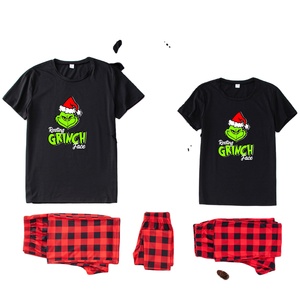Baumwollähnliche Weiche Eltern-Kind Rundhals Kurzarm Heimkleidung Niedliche Cartoon Monogrammierte Modische Familien-Passende Pyjama-<span class=keywords><strong>Sets</strong></span> - Product Image 1